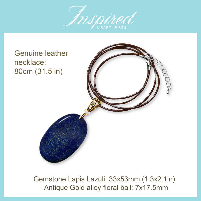 Lapis Lazuli Oval pendant necklace | InspiredCraftArts