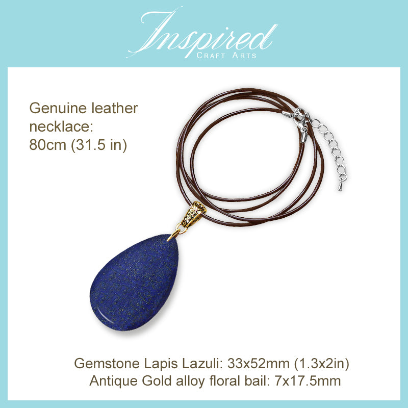 Lapis Lazuli Drop shape pendant necklace | InspiredCraftArts