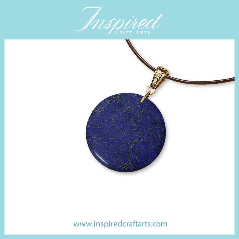 Lapis Lazuli Round pendant necklace | InspiredCraftArts