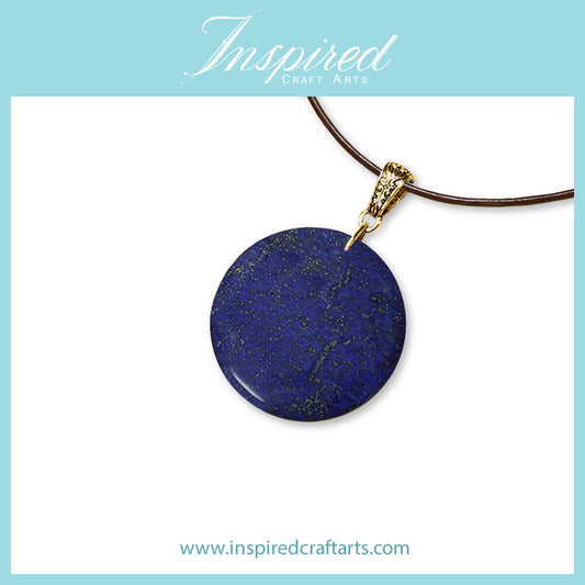 Lapis Lazuli Round pendant necklace | InspiredCraftArts