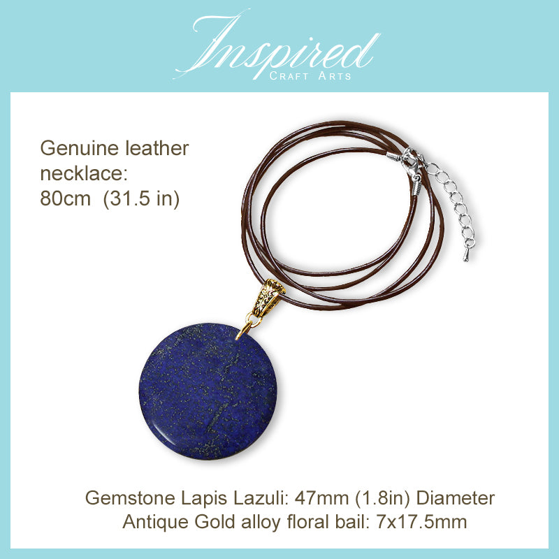 Lapis Lazuli Round pendant necklace | InspiredCraftArts