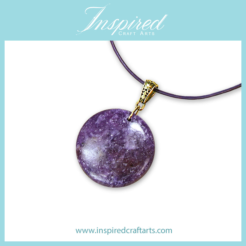 Lepidolite Round shape pendant necklace | InspiredCraftArts