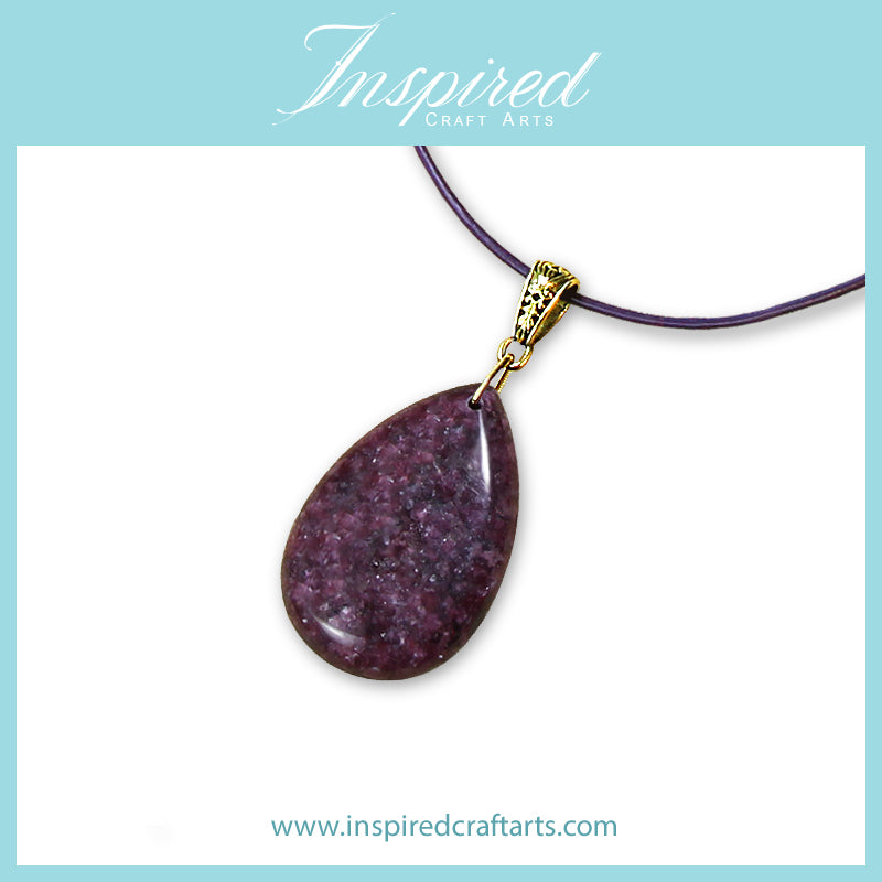 Lepidolite Drop shape pendant necklace | InspiredCraftArts