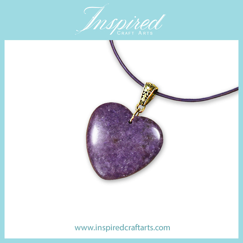 Lepidolite Heart shape pendant necklace | InspiredCraftArts