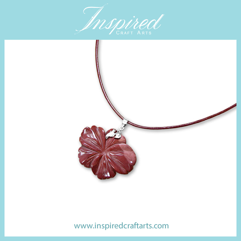 Mookaite Jasper carved Flower pendant necklace | InspiredCraftArts