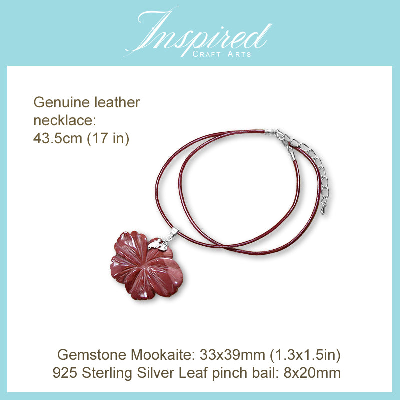 Mookaite Jasper carved Flower pendant necklace | InspiredCraftArts
