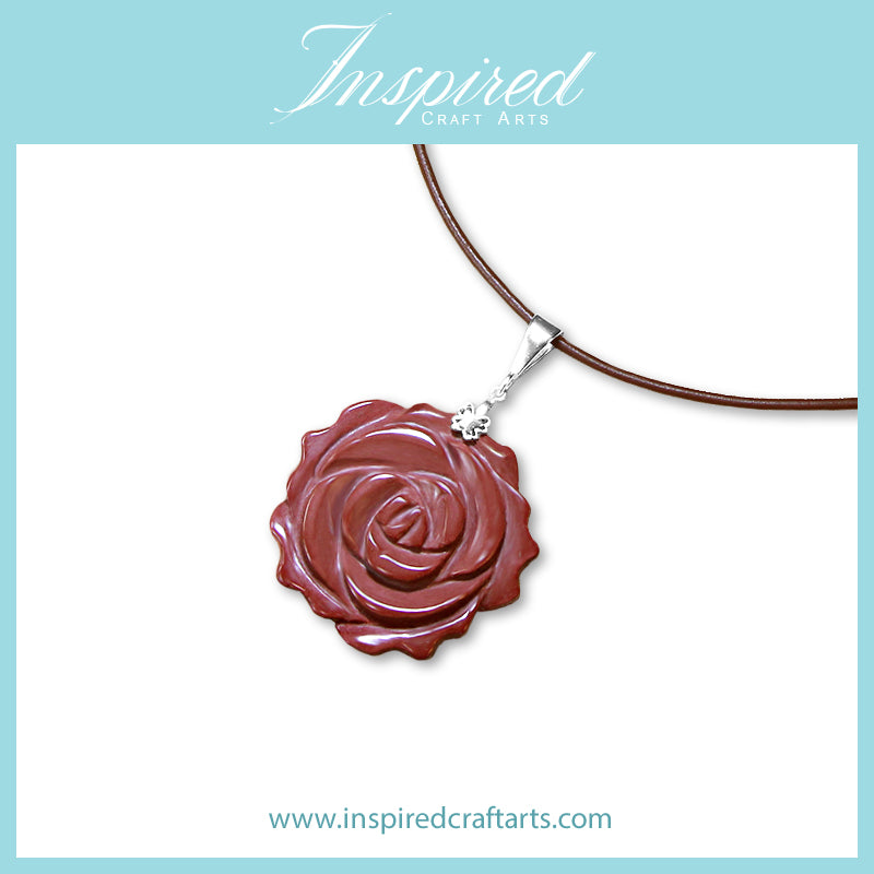 Mookaite Jasper carved Flower pendant necklace | InspiredCraftArts