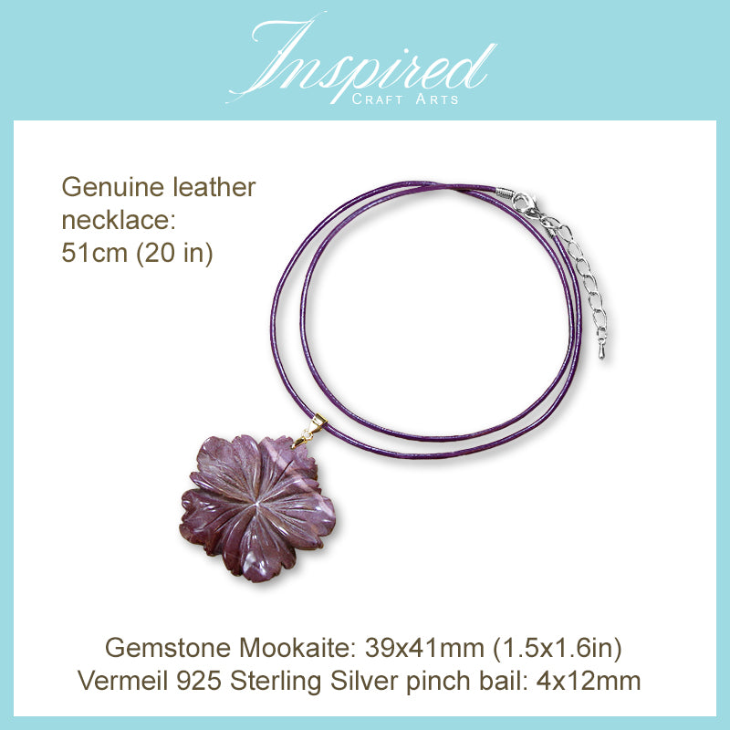 Mookaite Jasper carved Flower pendant necklace | InspiredCraftArts