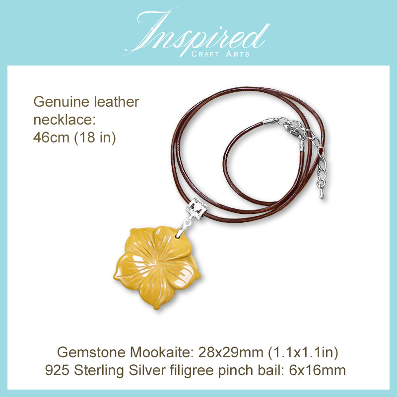 Mookaite Jasper carved Flower pendant necklace | InspiredCraftArts