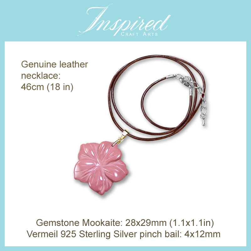 Mookaite Jasper carved Flower pendant necklace | InspiredCraftArts