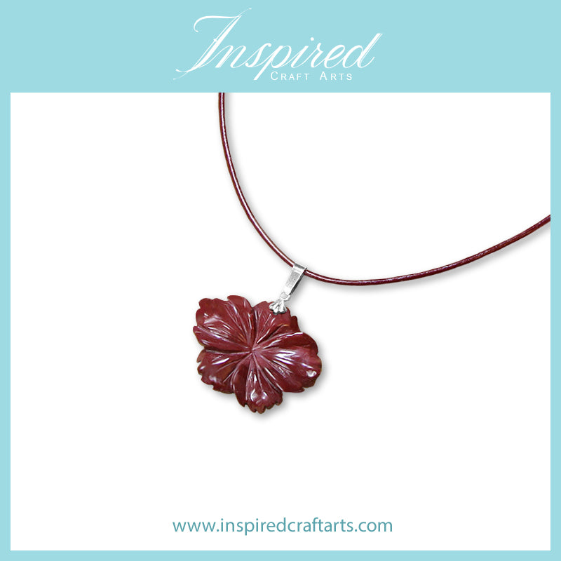 Mookaite Jasper carved Flower pendant necklace | InspiredCraftArts