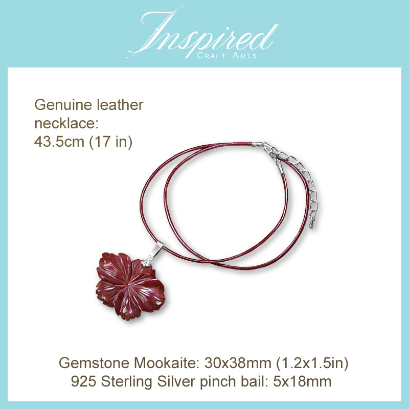 Mookaite Jasper carved Flower pendant necklace | InspiredCraftArts