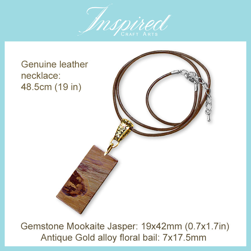 Mookaite Jasper Rectangle pendant necklace | InspiredCraftArts