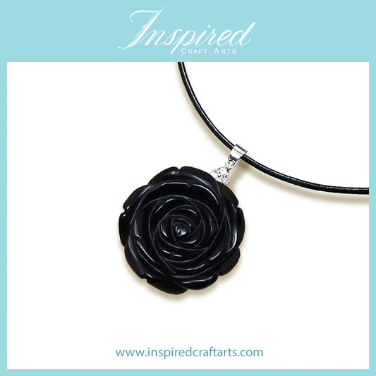 Black Obsidian Rose pendant necklace | InspiredCraftArts