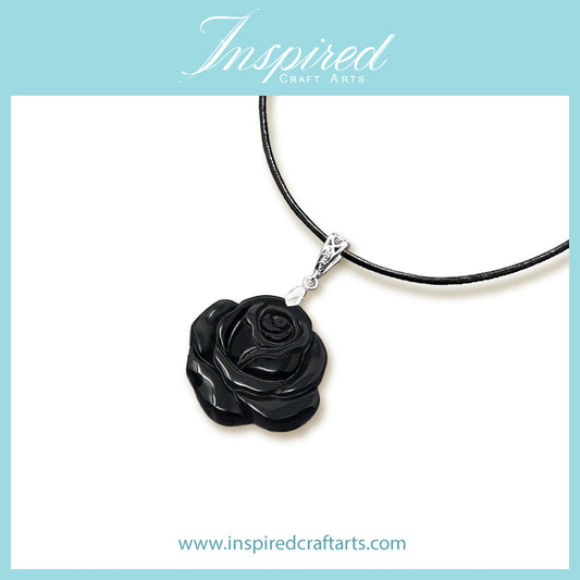 Black Obsidian Rose pendant necklace | InspiredCraftArts