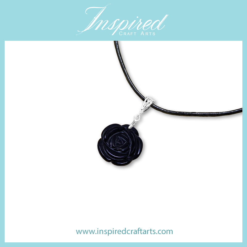 Black Obsidian Rose pendant necklace | InspiredCraftArts