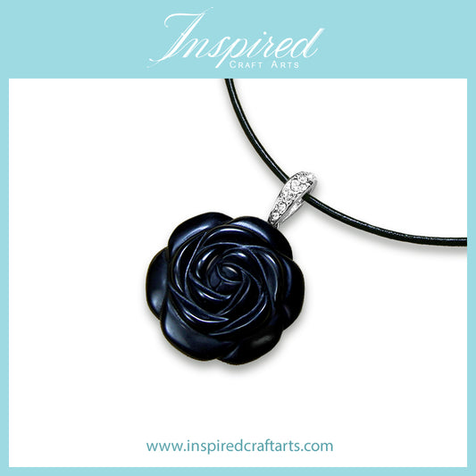 Black Obsidian Rose pendant necklace | InspiredCraftArts