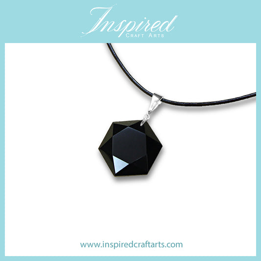 Black Obsidian Hexagon pendant necklace | InspiredCraftArts