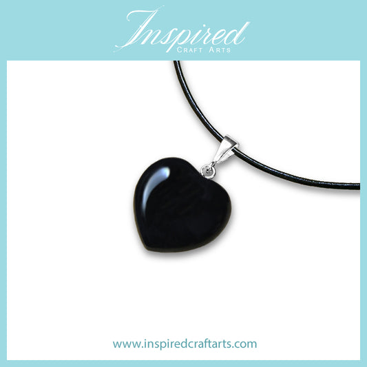 Black Obsidian Heart pendant necklace | InspiredCraftArts
