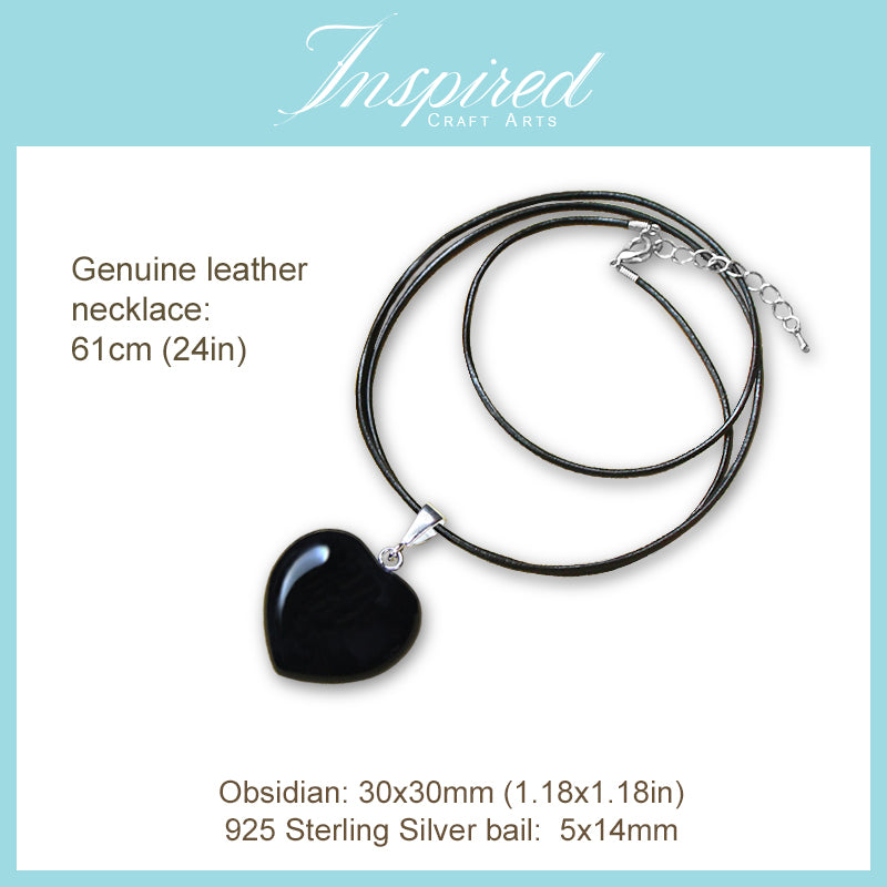 Black Obsidian Heart pendant necklace | InspiredCraftArts