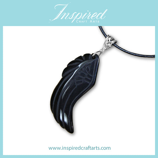 Black Obsidian Wing pendant necklace | InspiredCraftArts