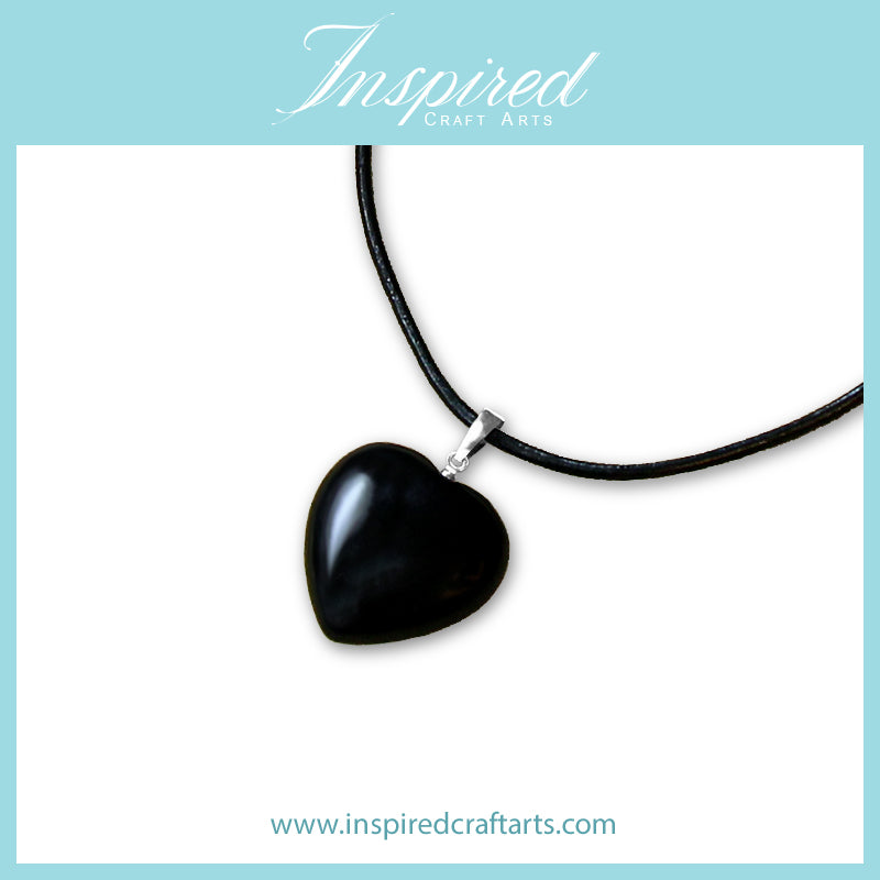 Black Obsidian Heart pendant necklace | InspiredCraftArts