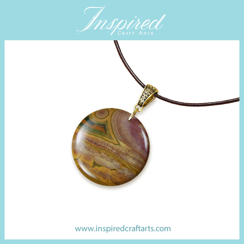 Sale! Ocean Jasper Round shape pendant necklace | InspiredCraftArts