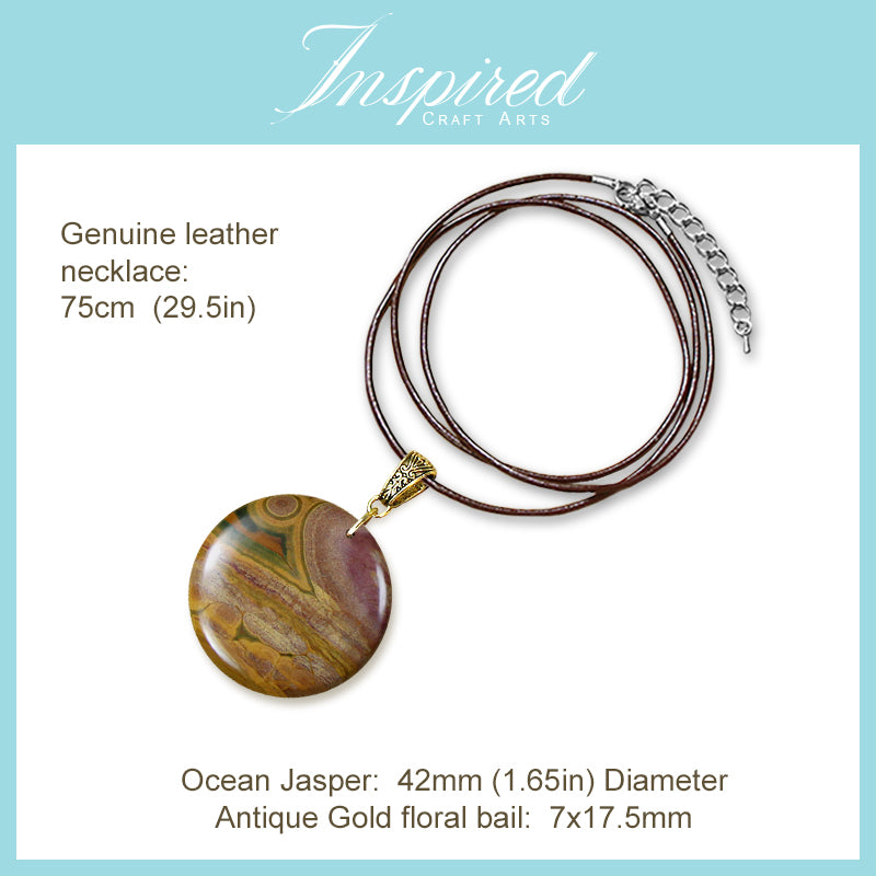 Sale! Ocean Jasper Round shape pendant necklace | InspiredCraftArts