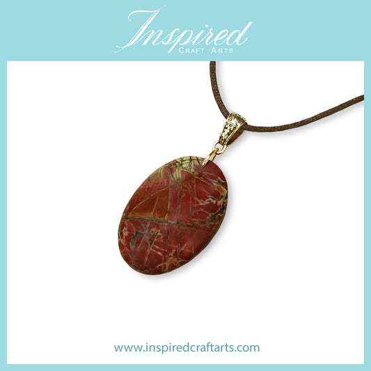 Picasso Jasper Oval pendant necklace | InspiredCraftArts