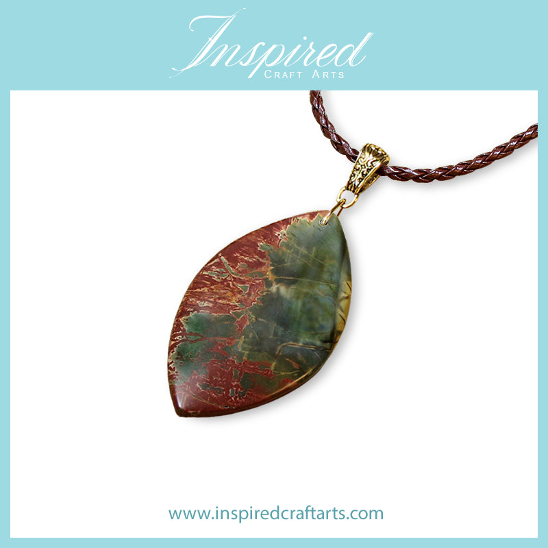 Picasso Jasper Marquise pendant sweater necklace | InspiredCraftArts