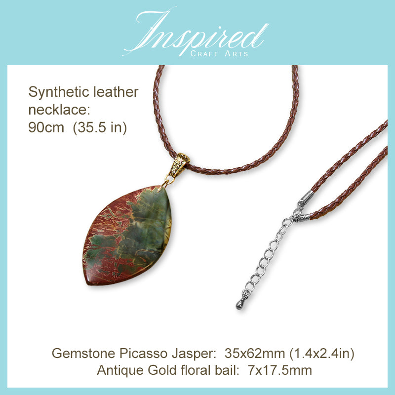Picasso Jasper Marquise pendant sweater necklace | InspiredCraftArts