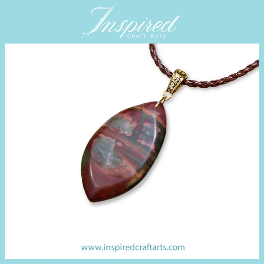 Picasso Jasper Freeform Marquise pendant sweater necklace | InspiredCraftArts
