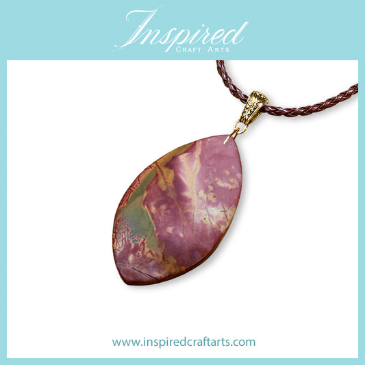 Picasso Jasper Freeform Marquise pendant sweater necklace | InspiredCraftArts