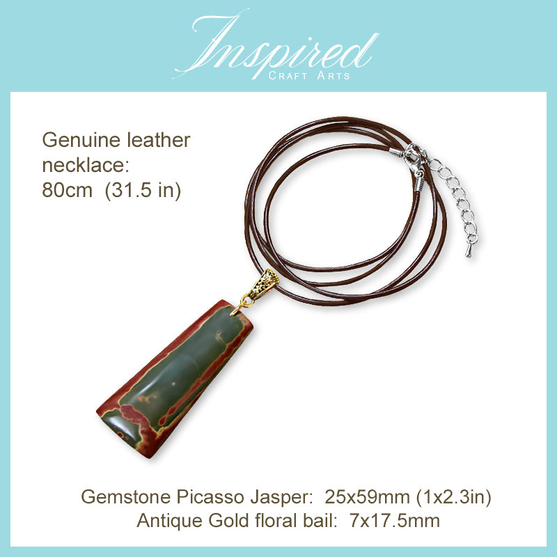 Picasso Jasper Trapeze pendant necklace | InspiredCraftArts