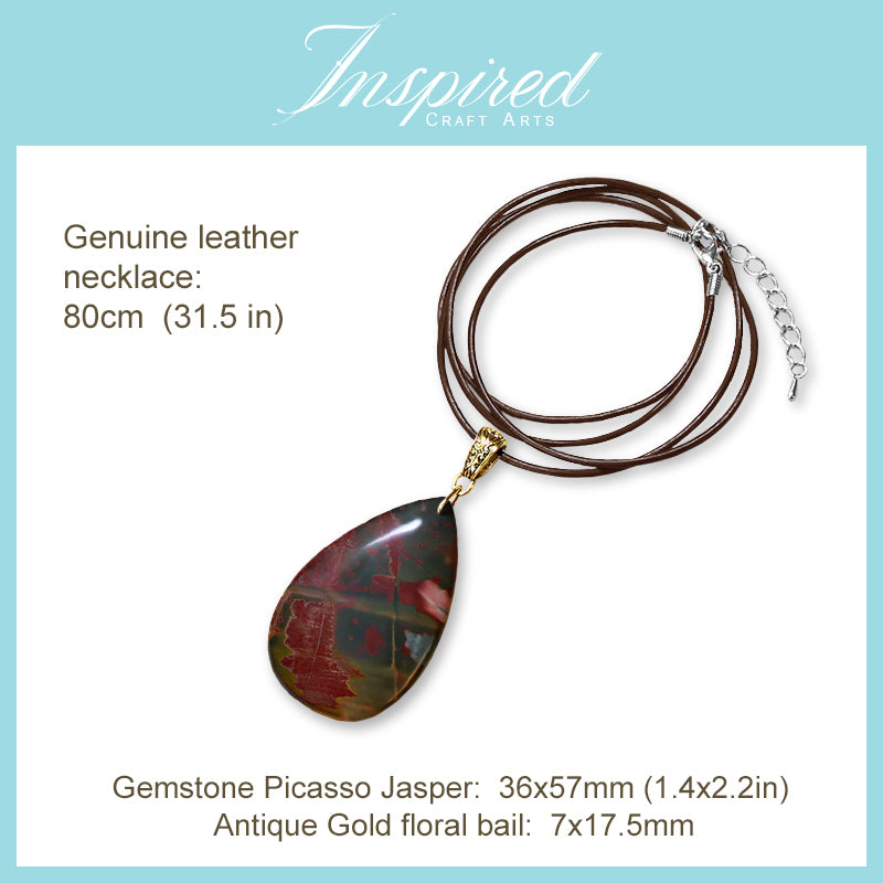 Picasso Jasper Drop pendant necklace | InspiredCraftArts
