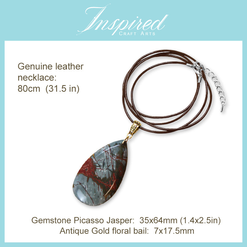 Picasso Jasper Drop pendant necklace | InspiredCraftArts