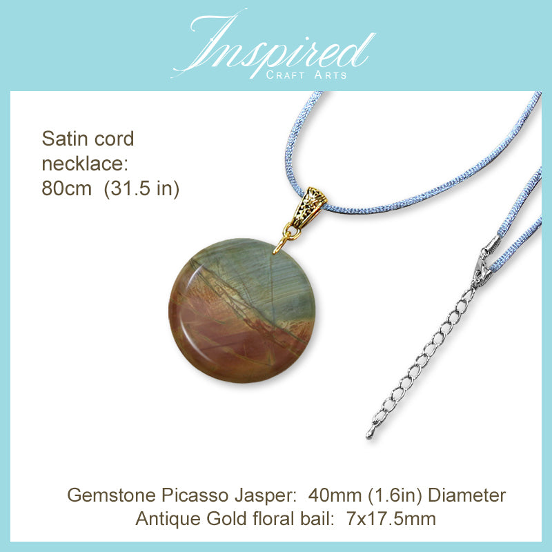 Picasso Jasper Round pendant necklace | InspiredCraftArts