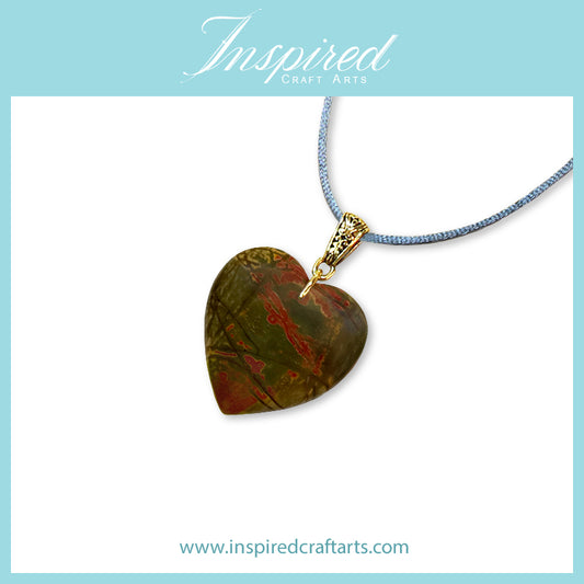 Picasso Jasper Heart pendant necklace | InspiredCraftArts