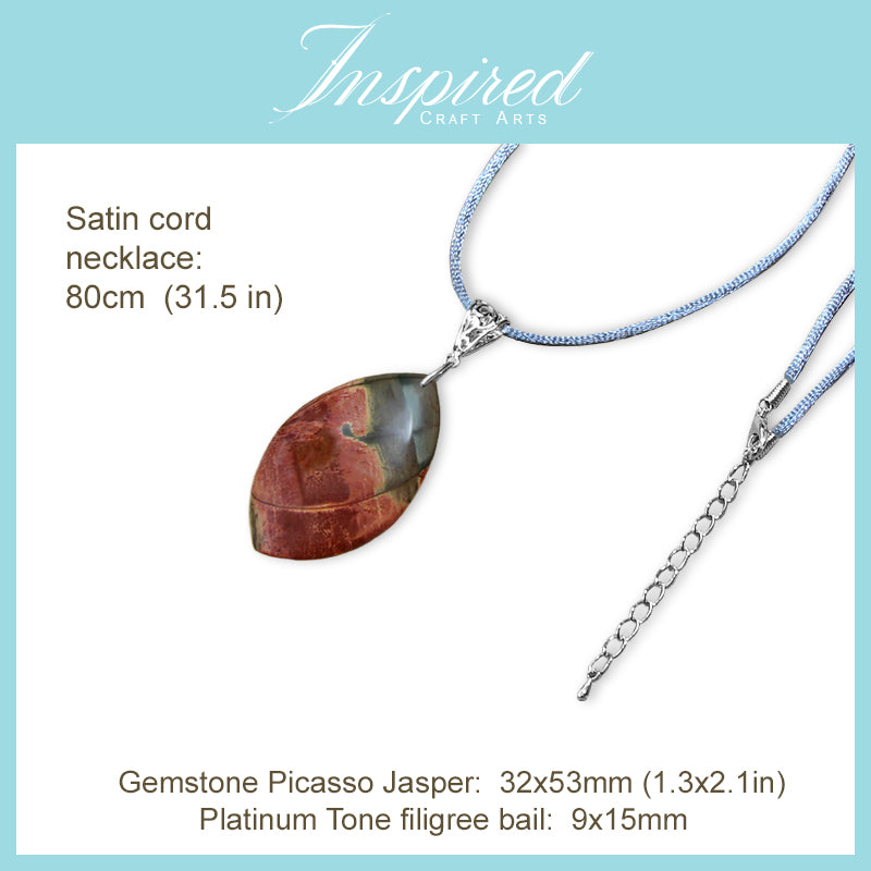 Picasso Jasper Marquise pendant necklace | InspiredCraftArts