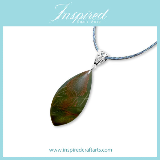 Picasso Jasper Freeform Marquise pendant necklace | InspiredCraftArts