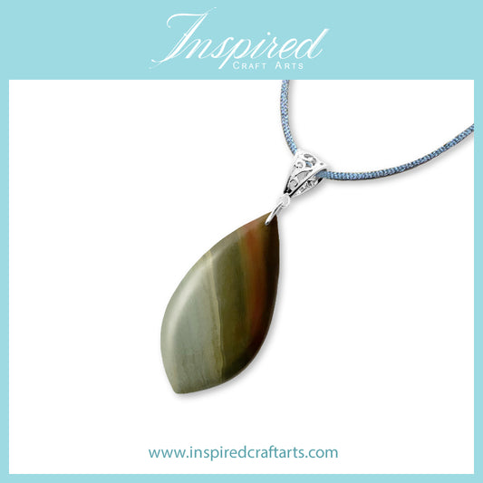 Picasso Jasper Freeform Marquise pendant necklace | InspiredCraftArts