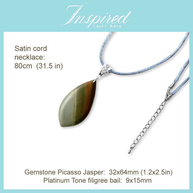 Picasso Jasper Freeform Marquise pendant necklace | InspiredCraftArts