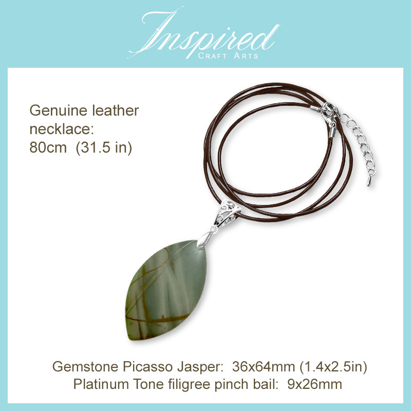 Picasso Jasper Marquise pendant necklace | InspiredCraftArts