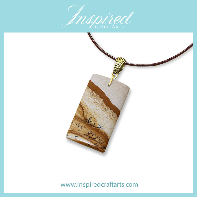 Picture Jasper Rectangle pendant necklace | InspiredCraftArts