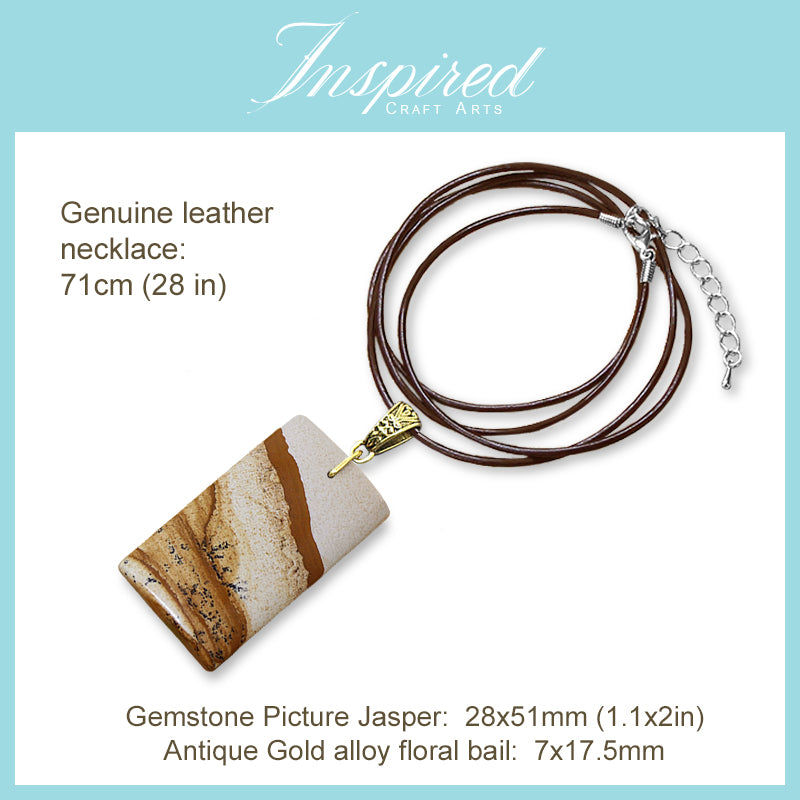 Picture Jasper Rectangle pendant necklace | InspiredCraftArts