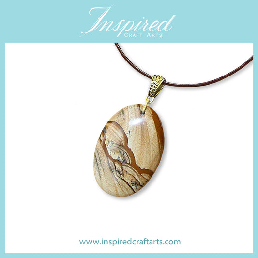 Picture Jasper Oval pendant necklace | InspiredCraftArts