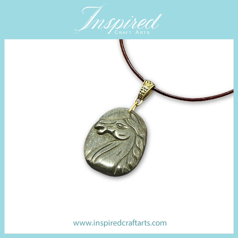Pyrite Horse Head pendant necklace | InspiredCraftArts