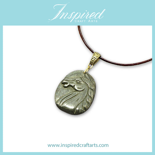 Pyrite Horse Head pendant necklace | InspiredCraftArts