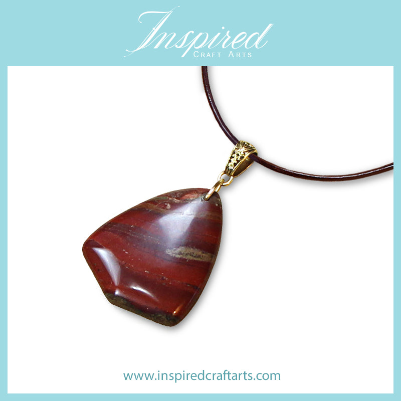 Red Rainbow Jasper pendant necklace | InspiredCraftArts