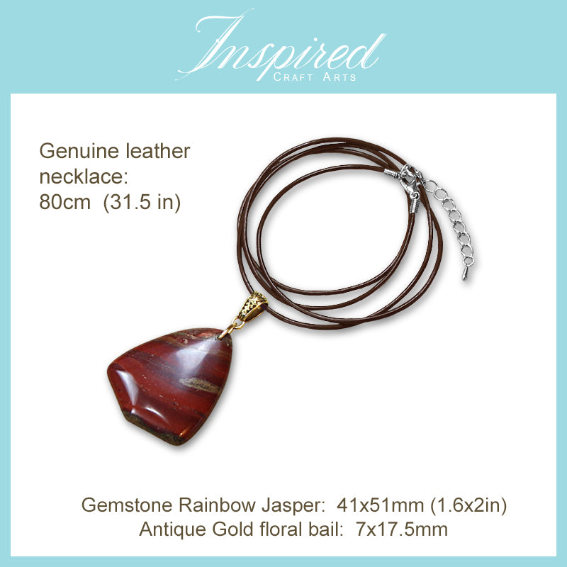 Red Rainbow Jasper pendant necklace | InspiredCraftArts